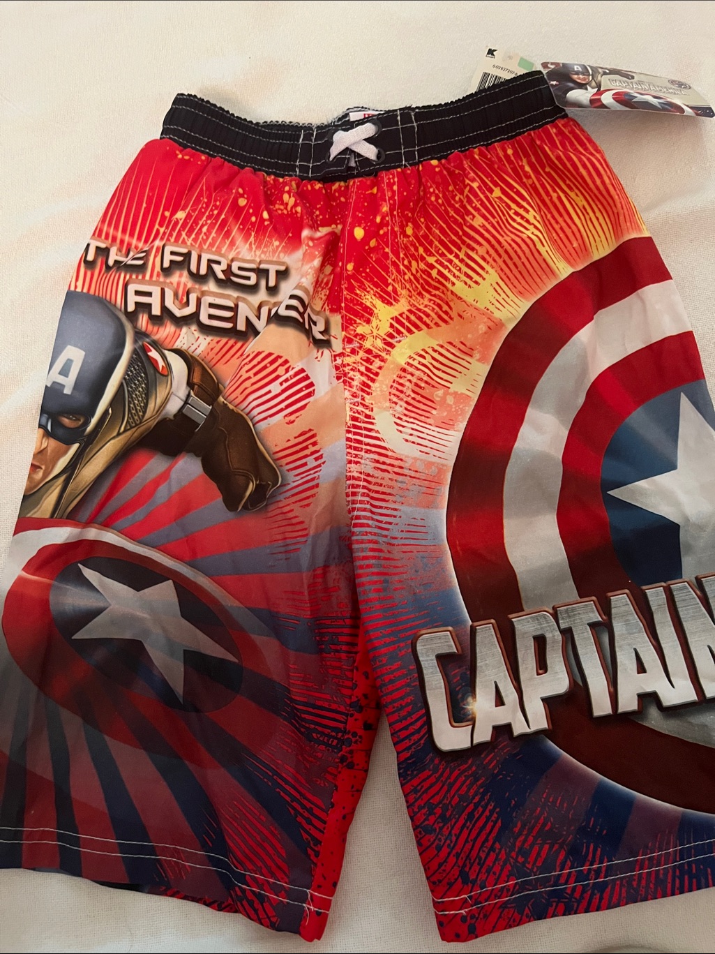 Swim Shorts Captain America Boys New Size 8 Polyester Shell Lining Marvel Studio